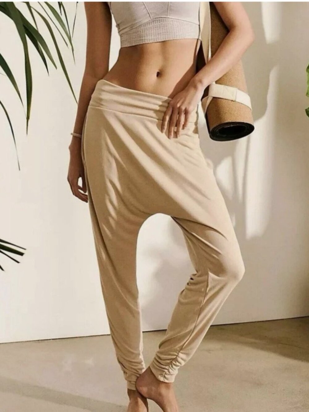 Free People FP Movement Echo Harem Tan Beige Comfy Lounge Casual Pants